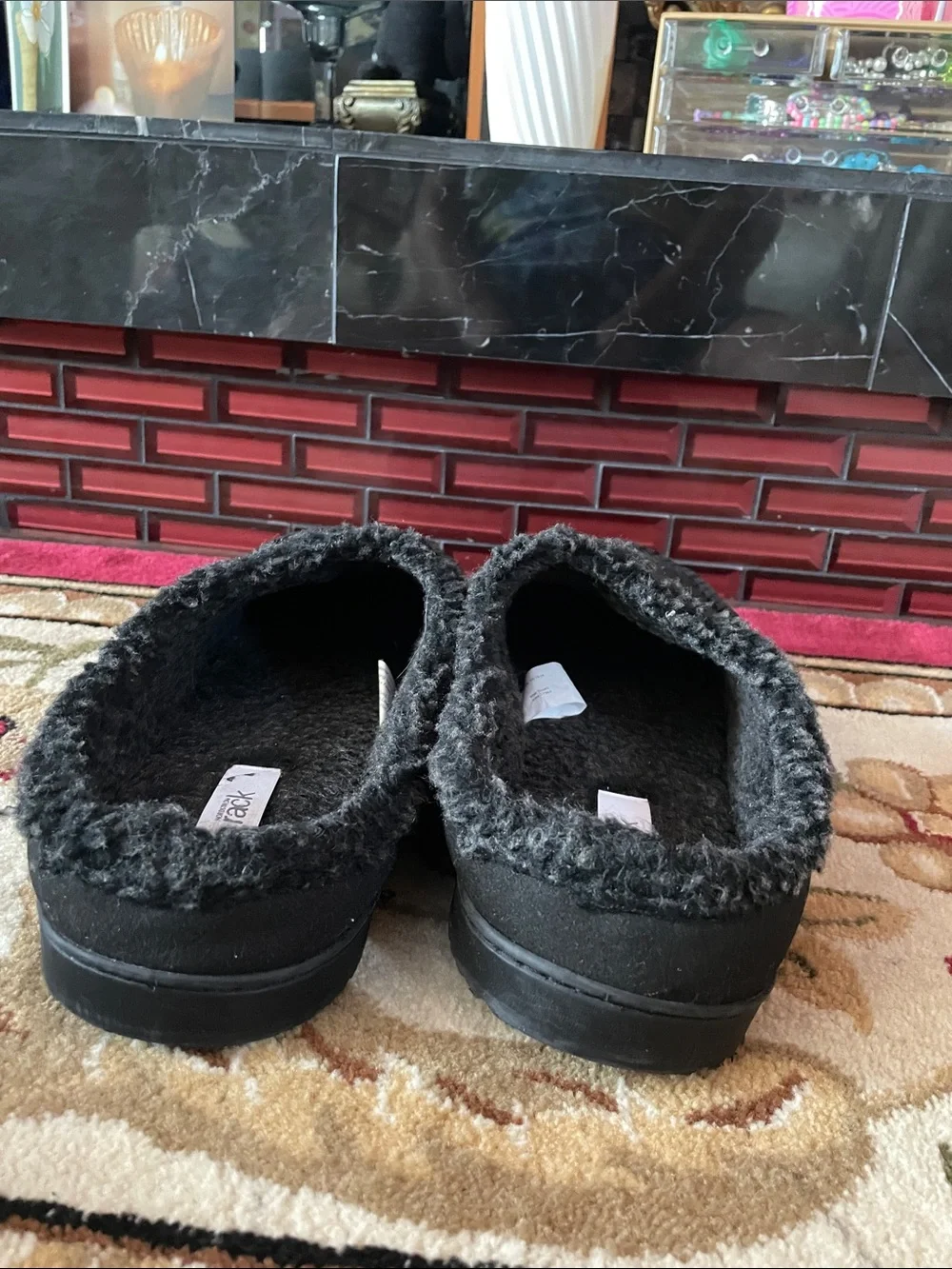 Rack Black Faux-Shearling Slip-On Loafers for Men